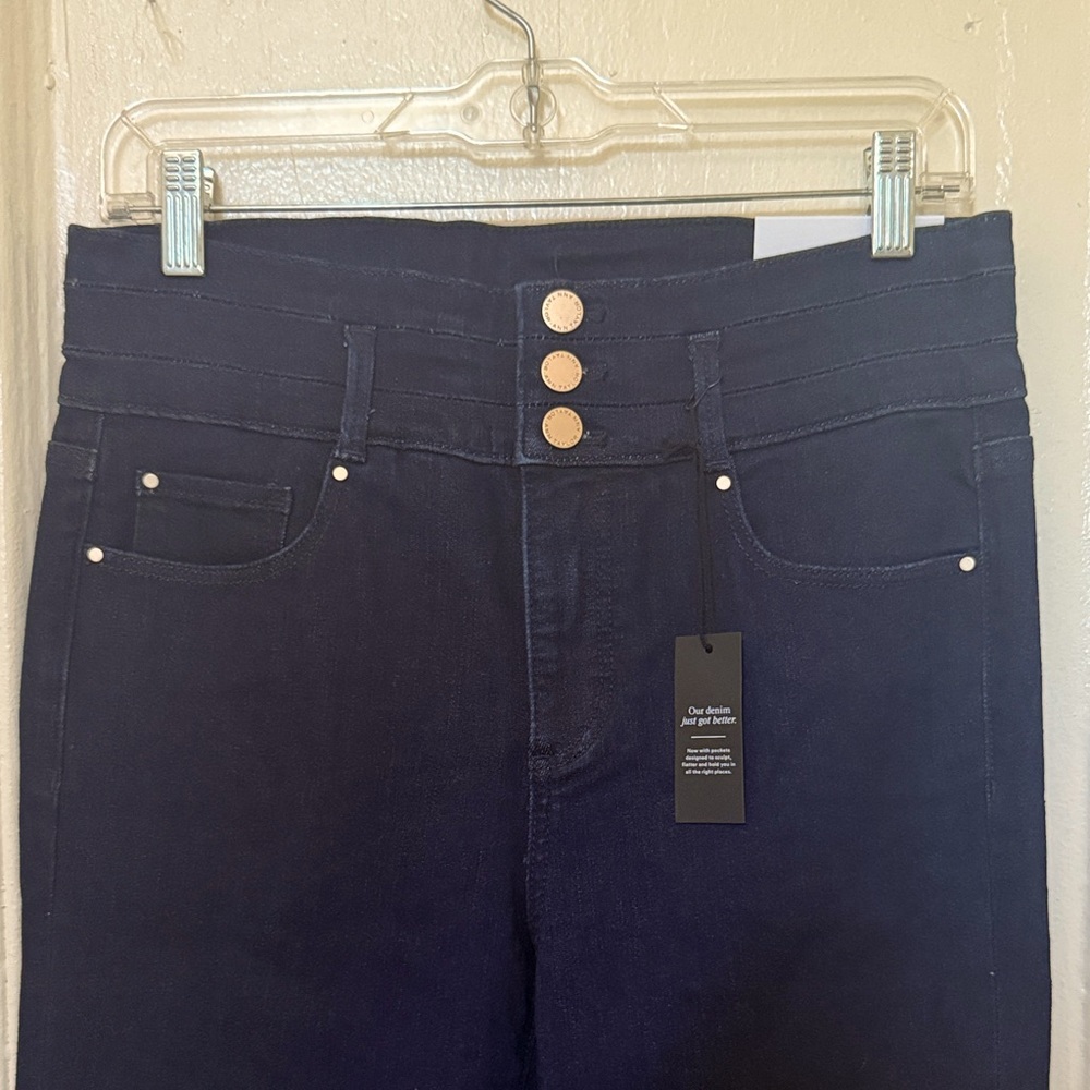 Ann Taylor - The Skinny High Waist Triple Button Jeans -Dark Wash